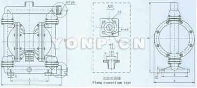 铝合金气动隔膜泵 安装尺寸图