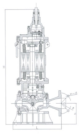 BQW25-10-2.2矿用型隔爆排污排沙潜水电泵外形尺寸图