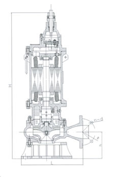 BQW25—17—3矿用型隔爆排污排沙潜水电泵外形尺寸图