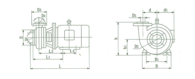 FSB-D短支架式氟塑料合金泵安装示意图