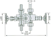 仪表针型三阀组 J23SA外形尺寸图