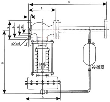 ZZYP自力式蒸汽减压阀外形尺寸图