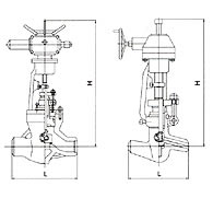 J961H/Y电动焊接蒸汽截止阀外形尺寸图
