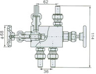 EN5-5 QF-05型仪表平衡阀外形尺寸图